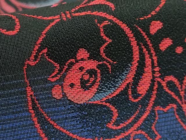 平和屋着物●極上 半幅帯 BANKAN わものや 猫 唐草 黒地 銀糸 逸品 DZAB0270kh5