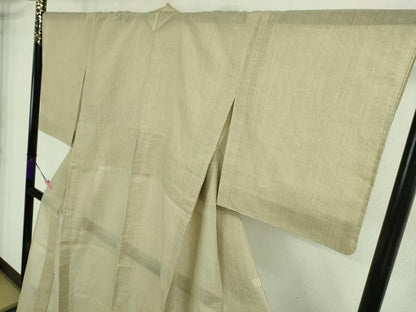 平和屋本店■極上　夏物　石川県指定無形文化財　能登上布　本麻手織上布　手織　山崎仁一作　縞　証紙付き　逸品　未使用　DZAB0302kh5