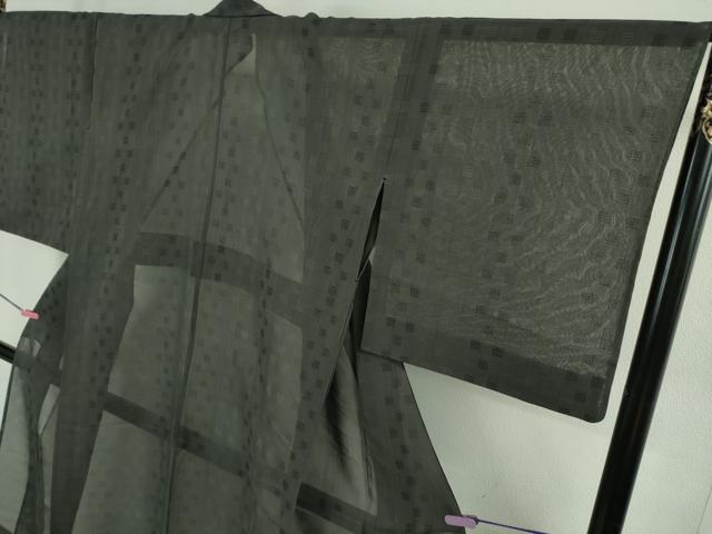 平和屋着物＊極上 夏物 夏お召 花織 紗 色無地 藍墨茶色 逸品 DZAB0304kh5