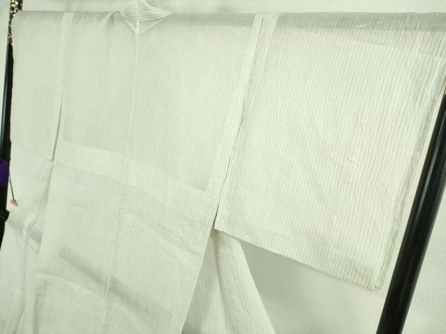 平和屋本店＊極上 夏物 本場小千谷ちぢみ 麻 吉新織物謹製 縞 証紙付き 逸品 DZAB0308kh6