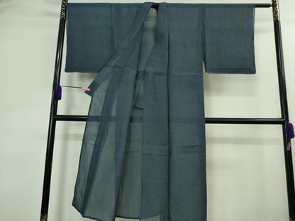 平和屋着物＊極上 夏物 男性 本場小千谷ちぢみ 麻 色無地 留紺色 反端付き 逸品 未使用 DZAB0310kh5
