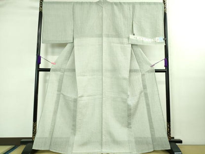 平和屋着物■極上　夏物　本場小千谷ちぢみ　麻　色無地　青磁鼠色　関松織物謹製　証紙付き　逸品　DZAB0311kh5