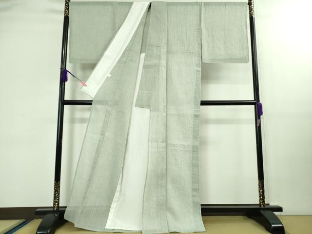 平和屋着物■極上　夏物　本場小千谷ちぢみ　麻　色無地　青磁鼠色　関松織物謹製　証紙付き　逸品　DZAB0311kh5
