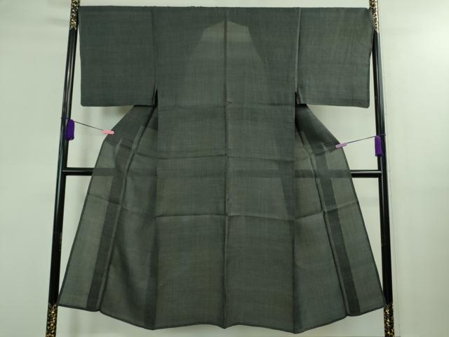 平和屋本店＊極上 夏物 男性 石川県指定無形文化財 能登上布 本麻手織上布 120亀甲 総詰め 藍墨茶色地 逸品 DZAB0312kh5