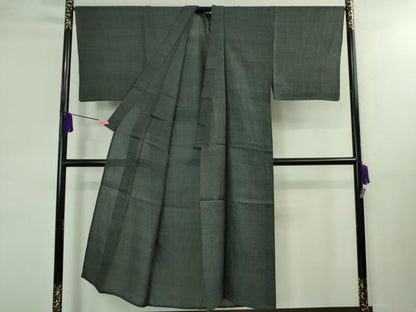 平和屋本店＊極上 夏物 男性 石川県指定無形文化財 能登上布 本麻手織上布 120亀甲 総詰め 藍墨茶色地 逸品 DZAB0312kh5