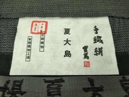 平和屋本店■極上　夏物 東郷織物謹製 手織 實篤 160亀甲 本場大島紬 夏大島 黒地 ほていや扱い 正絹 証紙付き　逸品　未使用　DZAB0318kh5