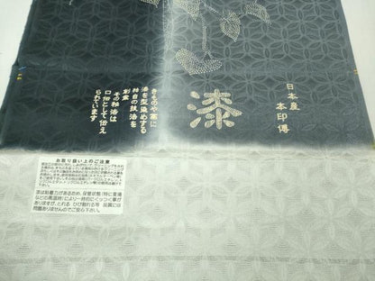 平和屋本店■極上　日本産本印傳 漆屋 長羽織 スリーシーズン　春夏秋　塵除け　南国植物　暈し染め　反端付き　逸品　未使用　DZAB0330kh5