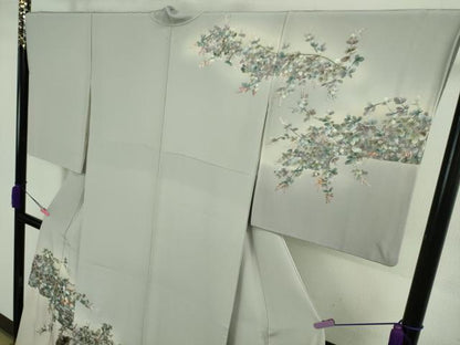 平和屋本店■極上　中国三大刺繍　蘇州刺繍　相良刺繍　総刺繍　訪問着　草花に小鳥　暈し染め　淡藤色地　逸品　DZAB0333kh5