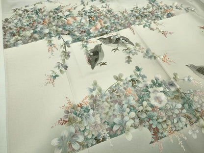 平和屋本店■極上　中国三大刺繍　蘇州刺繍　相良刺繍　総刺繍　訪問着　草花に小鳥　暈し染め　淡藤色地　逸品　DZAB0333kh5