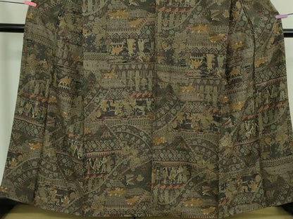 平和屋本店■極上　中国三大刺繍　スワトウ刺繍　汕頭刺繍　訪問着　エジプト壁画文様　逸品　DZAB0337kh5