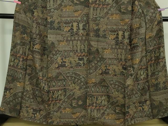 平和屋本店■極上　中国三大刺繍　スワトウ刺繍　汕頭刺繍　訪問着　エジプト壁画文様　逸品　DZAB0337kh5