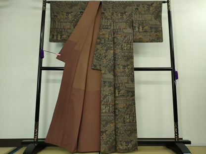 平和屋本店■極上　中国三大刺繍　スワトウ刺繍　汕頭刺繍　訪問着　エジプト壁画文様　逸品　DZAB0337kh5