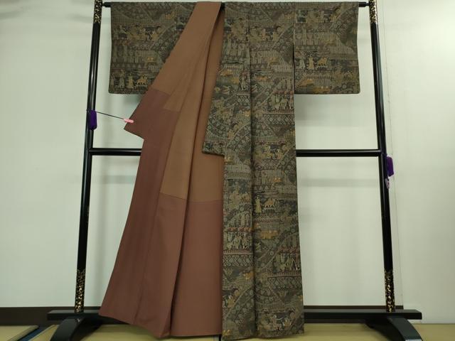 平和屋本店■極上　中国三大刺繍　スワトウ刺繍　汕頭刺繍　訪問着　エジプト壁画文様　逸品　DZAB0337kh5