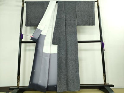 平和屋本店■極上　小紋師　藍田正雄　江戸小紋　秘蔵極型　稲葉に雀　濃紺地　西武百貨店扱い　反端付き　逸品　未使用　DZAB0341kh5