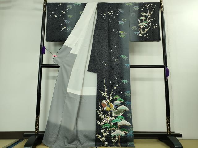 平和屋本店■極上　人間国宝　羽田登喜男　TOKIOetTOKI　訪問着　鴛鴦　雪持ち　松竹梅　暈し染め　金銀彩　逸品　DZAB0348kh5