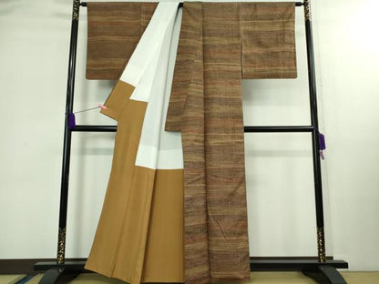 平和屋本店■極上　郡上紬　草木染　たとう紙付き　逸品　DZAB0351kh5
