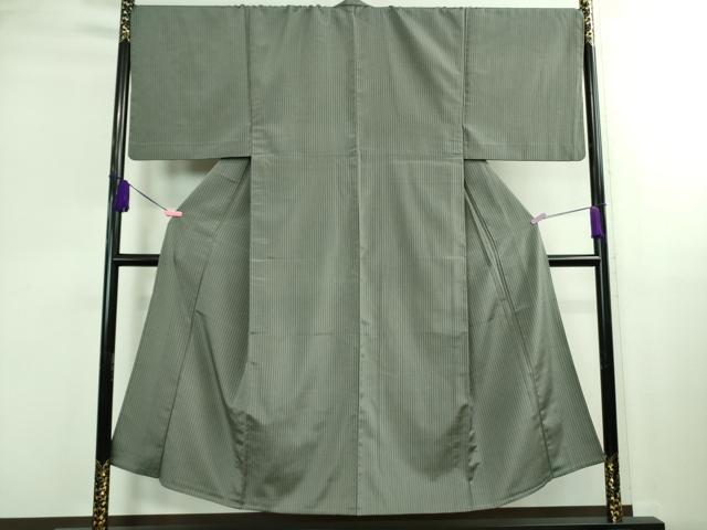 平和屋着物▽極上 男性 お召 単衣 縞 逸品 DZAB0352kh5