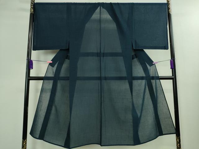平和屋着物＊極上 夏物 男性 夏駒結城 結城紬 夏結城 キングサイズ 青藍色 証紙付き 逸品 未使用 DZAB0353kh5