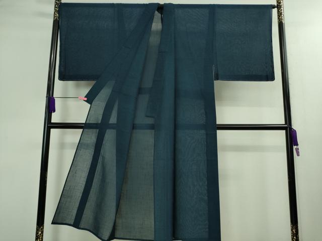 平和屋着物＊極上 夏物 男性 夏駒結城 結城紬 夏結城 キングサイズ 青藍色 証紙付き 逸品 未使用 DZAB0353kh5