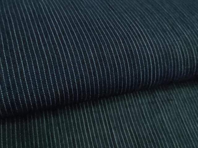 平和屋着物＊極上 夏物 男性 本場小千谷ちぢみ 麻 縞 濃藍色 逸品 DZAB0354kh5