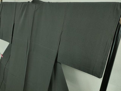 平和屋着物▽極上 染士：服部光擴 江戸小紋 単衣 極型小紋 角通し 墨色×鈍色 反端付き 逸品 未使用 DZAB0359kh5