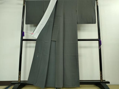 平和屋着物▽極上 染士：服部光擴 江戸小紋 単衣 極型小紋 角通し 墨色×鈍色 反端付き 逸品 未使用 DZAB0359kh5
