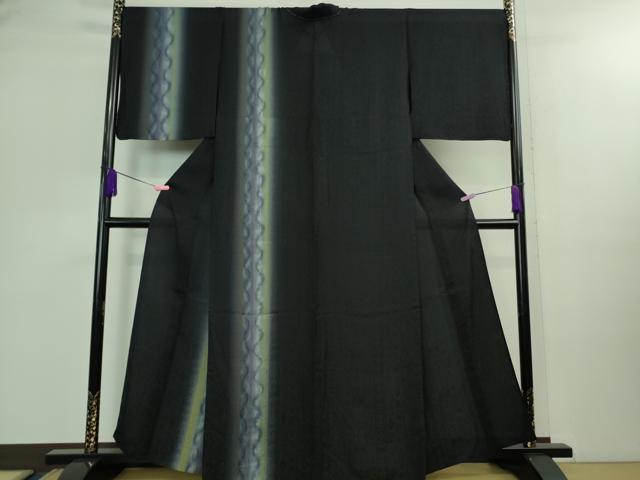 平和屋着物▽極上 訪問着 単衣 間道 草花地紋 暈し染め 濃紺地 反端付き 逸品 未使用 DZAB0360kh5