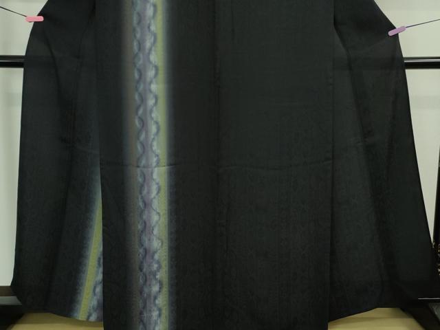 平和屋着物▽極上 訪問着 単衣 間道 草花地紋 暈し染め 濃紺地 反端付き 逸品 未使用 DZAB0360kh5