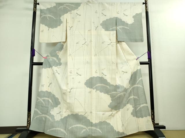 平和屋本店＊極上 夏物 染織の名門 しょうざん 生紬 訪問着 手描き 蜻蛉 とんぼ 象牙色地 逸品 DZAB0361kh5