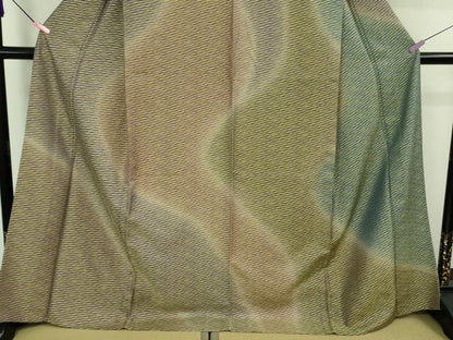 平和屋着物▽極上 訪問着 単衣 お召地 黄金糸 霞文 暈し染め 逸品 DZAB0364kh5