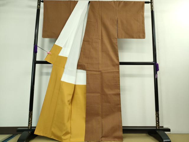 平和屋本店■極上　山下八百子　本場黄八丈　紬・羽織セット　市松綾織　逸品　未使用　DZAB0379kh5