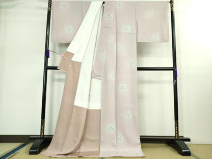 平和屋着物●極上 京友禅の第一人者 松井青々 小紋 草花文 暈し染め 金彩 反端付き ロング丈 逸品 未使用 DZAB0383kh5