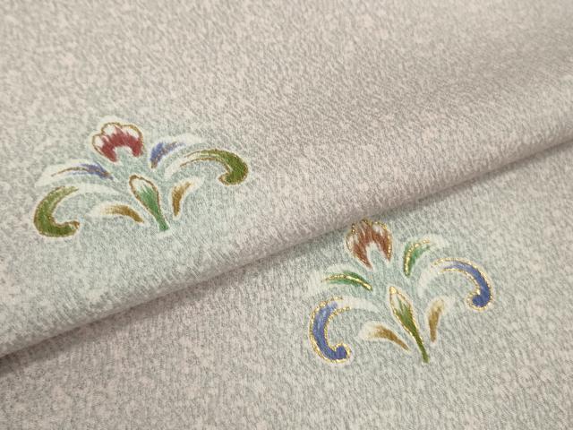 平和屋着物●極上 京友禅の第一人者 松井青々 小紋 草花文 暈し染め 金彩 反端付き ロング丈 逸品 未使用 DZAB0383kh5