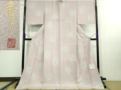 平和屋着物●極上 京友禅の第一人者 松井青々 小紋 草花文 暈し染め 金彩 反端付き ロング丈 逸品 未使用 DZAB0383kh5