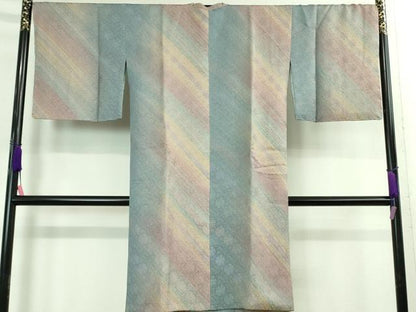平和屋着物■極上 染色家 岩浅公展 道行コート ロング丈 花斜線文 暈し染め 逸品 未使用 DZAB0388kh5