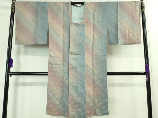 平和屋着物■極上 染色家 岩浅公展 道行コート ロング丈 花斜線文 暈し染め 逸品 未使用 DZAB0388kh5