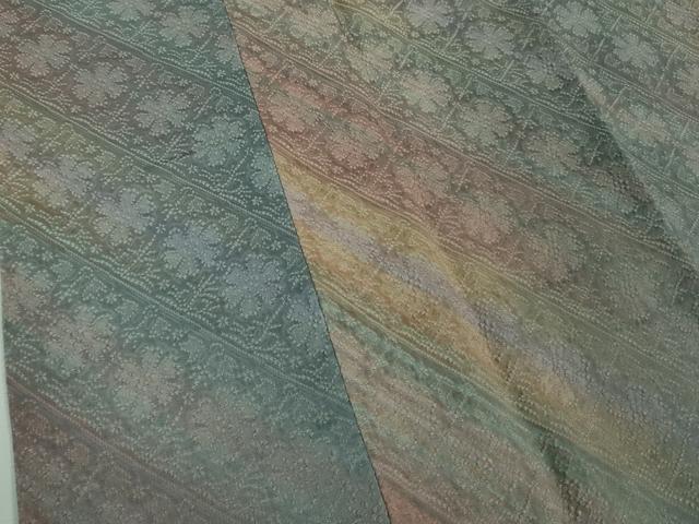 平和屋着物■極上 染色家 岩浅公展 道行コート ロング丈 花斜線文 暈し染め 逸品 未使用 DZAB0388kh5