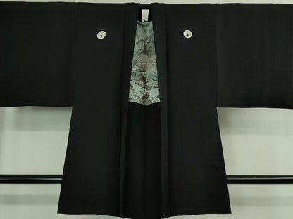 平和屋着物■極上 男性 黒紋付 長羽織セット 逸品 DZAB0392kh5