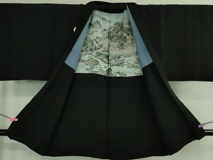平和屋着物■極上 男性 黒紋付 長羽織セット 逸品 DZAB0392kh5