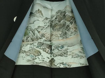 平和屋着物■極上 男性 黒紋付 長羽織セット 逸品 DZAB0392kh5