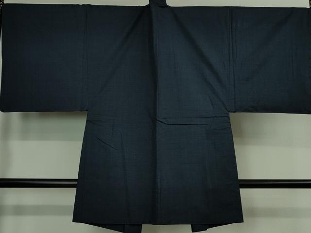 平和屋着物■極上 男性 本場大島紬 アンサンブル 長襦袢(袷)・長羽織セット 100亀甲 総詰め 濃藍色地 逸品 DZAB0393kh5