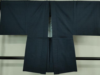 平和屋着物■極上 男性 本場大島紬 アンサンブル 長襦袢(袷)・長羽織セット 100亀甲 総詰め 濃藍色地 逸品 DZAB0393kh5