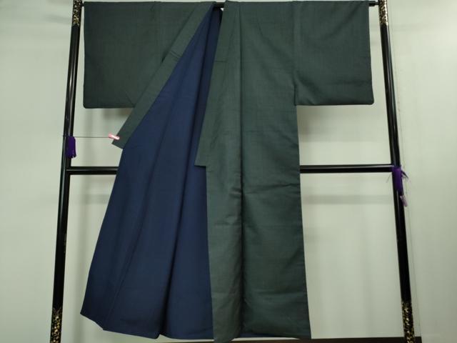 平和屋着物■極上　男性　本場大島紬　アンサンブル　長羽織　濃紺地　逸品　DZAB0400kh5