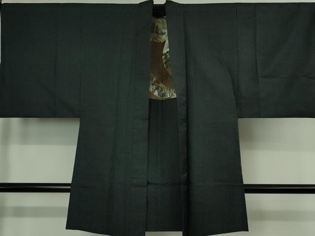 平和屋着物■極上　男性　本場大島紬　アンサンブル　長羽織　濃紺地　逸品　DZAB0400kh5
