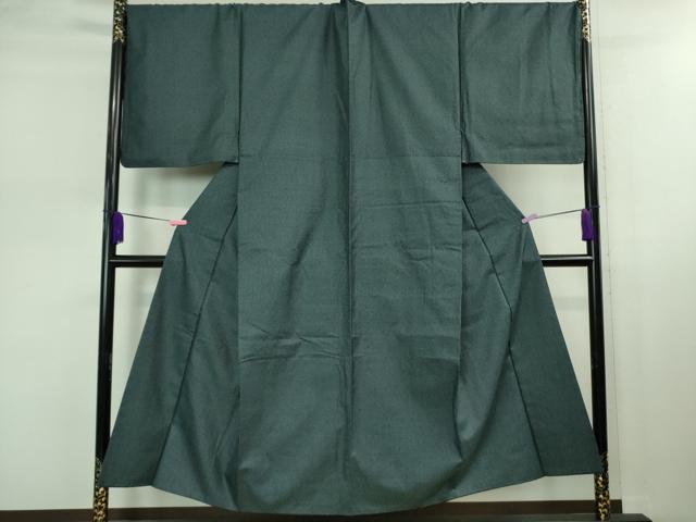 平和屋着物■極上 男性 紬 アンサンブル キングサイズ 長羽織 青藍色地 羽裏・松に雀 逸品 未使用 DZAB0401kh5