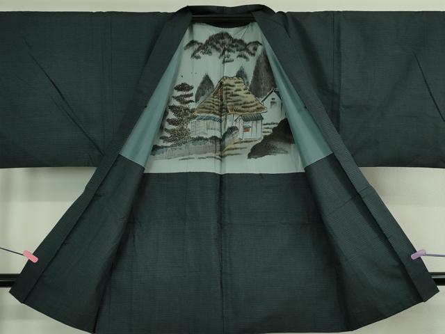 平和屋着物■極上 男性 本場大島紬 アンサンブル 長羽織 100亀甲 総詰め 逸品 DZAB0407kh5