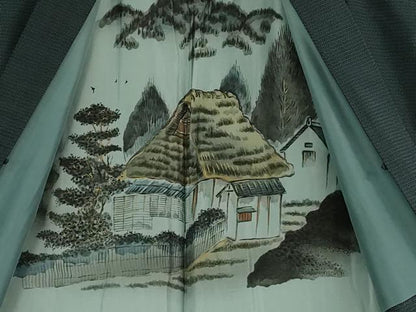 平和屋着物■極上 男性 本場大島紬 アンサンブル 長羽織 100亀甲 総詰め 逸品 DZAB0407kh5