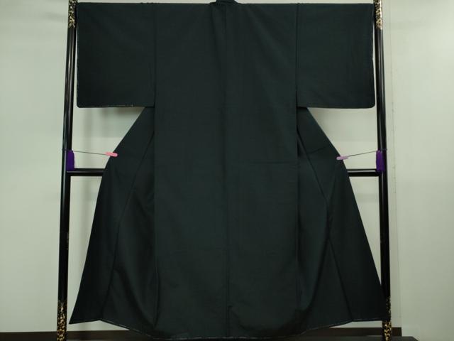 平和屋本店■極上　男性　紬　アンサンブル　長羽織　黒地　逸品　未使用　DZAB0419kh5