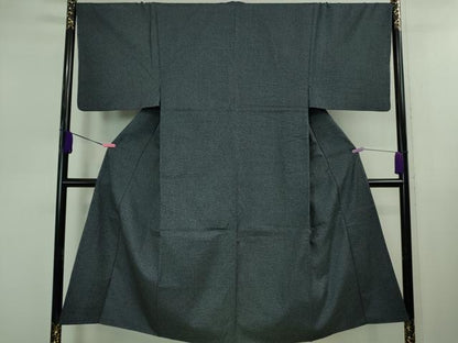 平和屋着物■極上　男性　紬　アンサンブル　長羽織　濃紺地　逸品　DZAB0424kh5