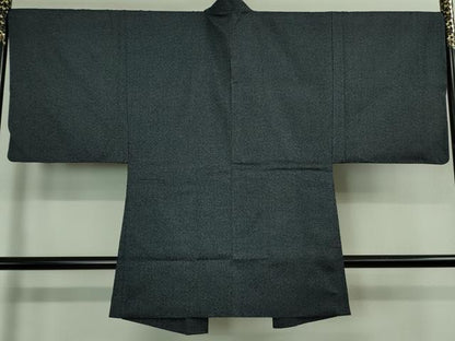 平和屋着物■極上　男性　紬　アンサンブル　長羽織　濃紺地　逸品　DZAB0424kh5